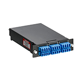 OPT-X Fiber Spice Module 24 Fiber LC. Loaded with color coded pigtails. SM/UPC OS2. For use with OPT-X ULTRA 1000I and 500I RM Enclosures and OPT-X WM Enclosures - Blue