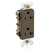 20-Amp, 125-Volt, Decora Plus Duplex Receptacle, Straight Blade, Industrial Grade, Self Grounding, Brown