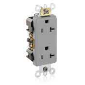 20-Amp, 125-Volt, Decora Plus Duplex Receptacle, Straight Blade, Industrial Grade, Self Grounding, Gray
