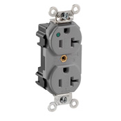 20 Amp, 125 Volt, Modular Duplex Receptacle, Hospital Grade, Indicator Light, Gray