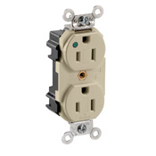 15 Amp, 125 Volt, Modular Duplex Receptacle, Hospital Grade, Indicator Light, Ivory