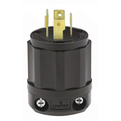 20 Amp, 250 Volt 3-Phase, NEMA L15-20P, 3P, 4W, Locking Plug,Industrial Grade, Grounding, All Black - Black