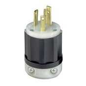 30 Amp, 250 Volt, NEMA L6-30P, 2P, 3W, Locking Plug, Industrial Grade, Grounding - Black-White