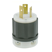 30 Amp, 480 Volt 3-Phase, NEMA L12-30P, 3P, 3W, Locking Plug, Industrial Grade, Non-Grounding - Black-White