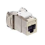 Atlas-X1 Cat 6A Shielded QuickPort Connector with Shutters, Component-Rated, Light Almond