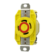 30A, 480V 3-Phase, NEMA L16-30R, 3P, 4W, Flush Mounting Locking Receptacle, Grounding, Corrosion Resistant, V-0-MAX, Yellow