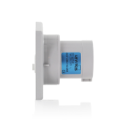 16 Amp, 200-250 Volt, 2P+E (2P, 3W), Clock Position 6, IEC/EN 60309-1 & 60309-2, International Configuration Panel Mounting Inlet, Industrial Grade, IP44, Splashproof - BLUE