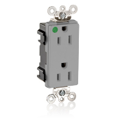 Decora Plus Modular Receptacle, Tamper Resistant, 2-pole 3-wire, 15a-125v Hospital Grade Industrial Spec Grade. Nema 5-15r-Grey