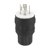 30 Amp, 250 Volt 3-Phase, NEMA L15-30P, 3P, 4W, Locking Plug, Industrial Grade, Grounding, Wetguard - Black
