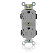 15 Amp, 125 Volt, NEMA 15-20R, 2P, 3W, Lev-Lok® Duplex Receptacle, Two Marked Controlled Outlet, Straight Blade, Fed Spec, Heavy Duty Industrial Specification Grade, Tamper-Resistant Self-Grounding, Modular Terminals, Steel Strap - GRAY