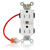 15 Amp, 125 Volt, NEMA 5-15R, 2P, 3W, Lev-Lok® Duplex Receptacle, Straight Blade, Fed Spec, Heavy Duty Industrial Specification Grade, Self-Grounding, Tamper-Resistant, Modular Terminals, Steel Strap - WHITE