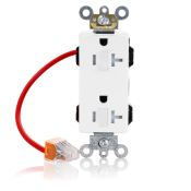 20 Amp, 125 Volt, NEMA 5-20R, 2P, 3W, Lev-Lok® Duplex Receptacle, Tamper-Resistant, Decora Plus™, Straight Blade, Heavy Duty Industrial Specification Grade, Self-Grounding - WHITE