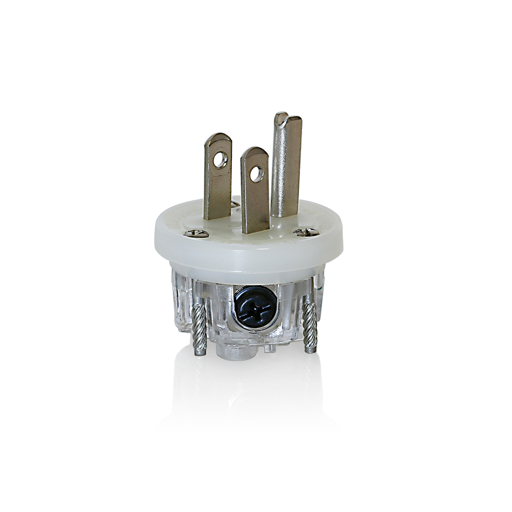 Replacement Male Interior Wiring Module Assembly (Insert) NEMA 5-15P, 15A-125V, 2-pole, 3-wire, Color: White, Includes Tri-drive Assembly Screws. For Use Only With Leviton 14W47.