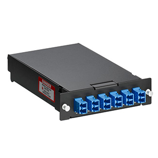 Opt-X Fiber Splice Module, 12-Fiber LC (Aqua), Loaded With Color-Coded Pigtails, LOMM OM4. For Use With Opt-x Ultra, 1000I, And 500I RM Enclosures And Opt-x Wm Enclosures