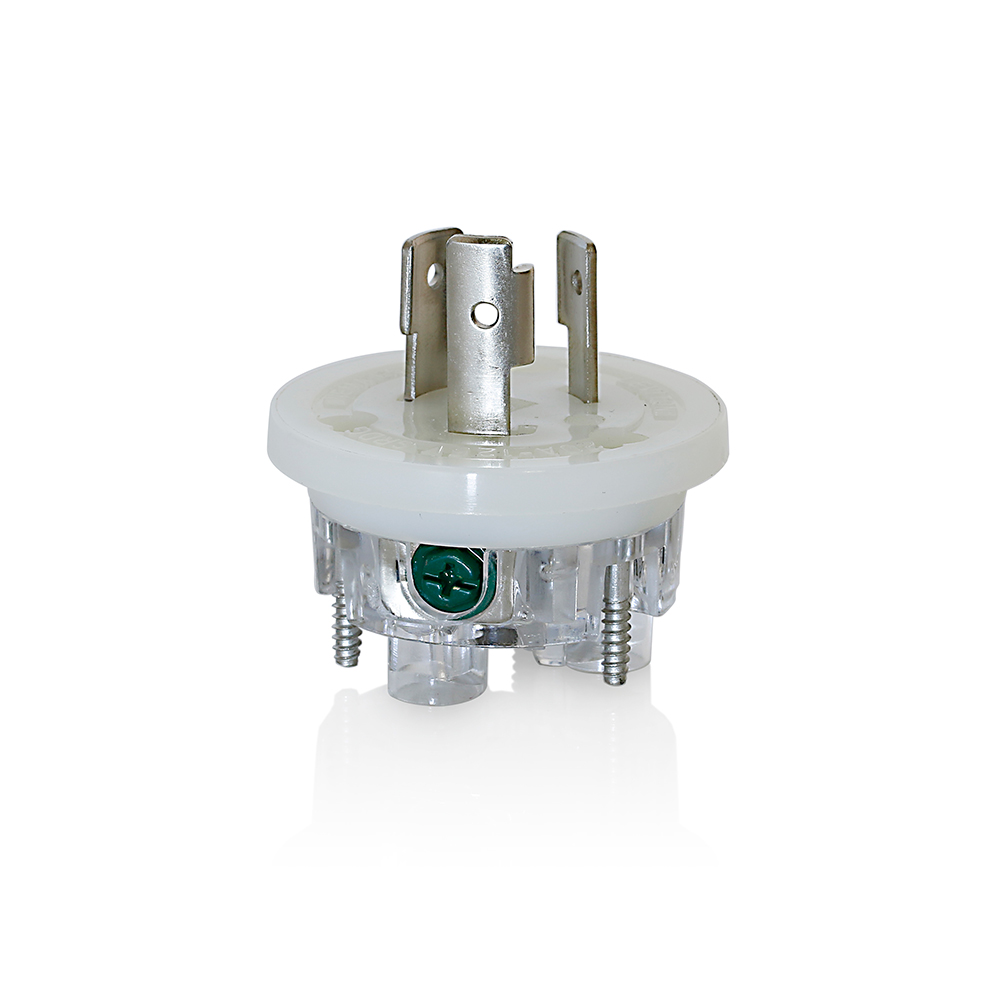 Replacement Male Interior Wiring Module Assembly (Insert) NEMA L5-20P, 20A-125V, 2-Pole, 3-Wire, Color: White, Includes Tri-drive Assembly Screws. For Use Only With Leviton 26W47.