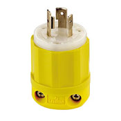 20 Amp, 125 Volt, NEMA L5-20P, 2P, 3W, Locking Plug, Industrial Grade, Grounding, Corrosion Resistant - Yellow-White