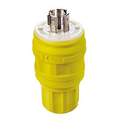 20 Amp, 120/208 Volt- 3PY, Locking Plug, Industrial Grade, Grounding, Wetguard, Yellow