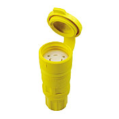 30-Amp, 125-Volt, Industrial Grade, Locking Connector, Grounding, Wetguard, Yellow