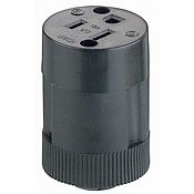15 Amp, 125 Volt, Rubber Cord Outlet, Grounding, Black