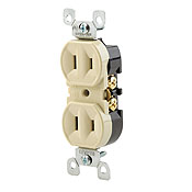 15 Amp, 125 Volt, Duplex Receptacle, Residential Grade, Non-Grounded, Ivory