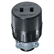 15 Amp, 125 Volt, NEMA 1-15R, 2P, 2W, Connector, Straight Blade, Residential Grade, Non-Grounding, Black