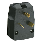 Product image for Leviton 830-T 125 Volt 30 Amp 2-Pole 3-Wire NEMA TT-30P 2 Hp Black Thermoplastic Grounding Angled Polarized Straight Blade Plug