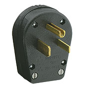 Product image for Leviton 931 250 Volt 30/50 Amp 2-Pole 3-Wire NEMA 6-30P/6-50P Black Thermoplastic Grounding Angled Straight Blade Plug