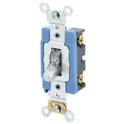 15 Amp, 120 Volt, Toggle Lighted Handle, Illuminated Off Single-Pole AC Quiet Switch, Extra Heavy Duty Grade, Self Grounding, Clear