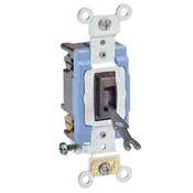 15 Amp, 120/277 Volt, Toggle Locking Double-Pole AC Quiet Switch, Industrial Grade, Self Grounding, Back & Side Wired, - Brown