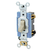 15 Amp, 120/277 Volt, Toggle 3-Way AC Quiet Switch, Extra Heavy Duty Grade, Self Grounding, Back and Side Wired, Ivory
