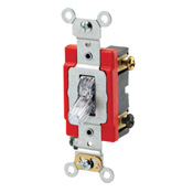 20 Amp, 120 Volt, Toggle Pilot Light, Neutral Double-Pole AC Quiet Switch, Extra Heavy Duty Spec Grade, Self Grounding, Back and Side Wired, Clear