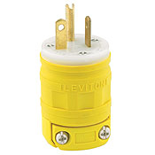 20 Amp, 125 Volt, Industrial Grade, Straight Blade Plug, Grounding, Dustguard, Yellow