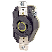 20 Amp, 125 Volt, Flush Mounting Grounding Locking Receptacle, Industrial Grade, Grounding, V-0-MAX, Black