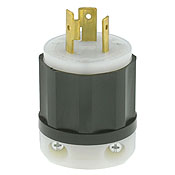 Product image for Leviton 2321 20amp 250v Black Locking Plug, 2-Pole 3-Wire, Industrial Grade