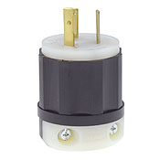 20 Amp, 277 Volt, NEMA L7-20P, 2P, 3W, Locking Plug, Industrial Grade, Grounding - Black-White