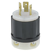 20 Amp, 480 Volt, NEMA L8-20P, 2P, 3W, Locking Plug, Industrial Grade, Grounding - Black-White