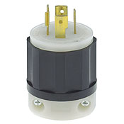 20 Amp, 125/250 Volt, NEMA L14-20P, 3P, 4W, Locking Plug, Industrial Grade, Grounding - Black-White