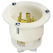 20 Amp, 480 Volt- 3PY, Flanged Inlet Locking Receptacle, Industrial Grade, Grounding, White