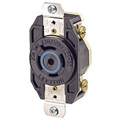 Product image for Leviton 2510 20 Amp 120/208 Volt NEMA L21-20R 4-Pole 5 Wire Flush Mounting Industrial Grade Grounding Black Locking Receptacle
