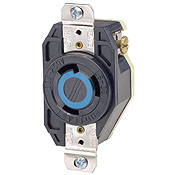 Product image for Leviton 2610 30amp 125v Black Locking Single Flush Receptacle, 2-Pole 3-Wire, Industrial Grade