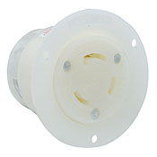 30-Amp, 250 Volt- 3PY, Flanged Outlet Locking Receptacle, Industrial Grade, Non-Grounding, White