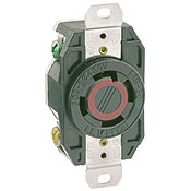 Product image for Leviton 2730 30amp 480v 3-Phase Black Locking Single Flush Receptacle, 3-Pole 4-Wire, Industrial Grade
