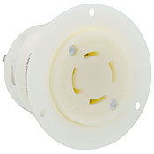 30-Amp, 277/480 Volt- 3PY, Flanged Outlet Locking Receptacle, Industrial Grade, Non-Grounding, White