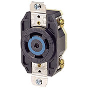 Product image for Leviton 2810 30 Amp 120/208 Volt NEMA 4-Pole 5 Wire Flush Mounting Industrial Grade Grounding Black Locking Receptacle