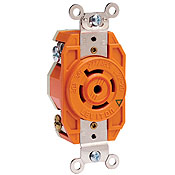 30 Amp, 347/600 Volt 3PY, NEMA L23-30R, 4P, 5W, Flush Mtg Locking Receptacle,Industrial Grade, Isolated Ground, V-0-MAX - Orange