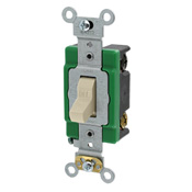 Product image for Leviton 3032-2I 120/277 VAC 30 Amp 2-Pole 2 Hp Ivory Thermoplastic Self Grounding Toggle Quiet Switch