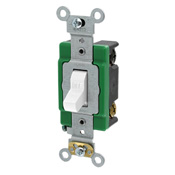 Product image for Leviton 3032-2W 120/277 VAC 30 Amp 2-Pole 2 Hp White Thermoplastic Self Grounding Toggle Quiet Switch