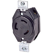 30 Amp, 125/250 Volt, Flush Mounting Locking Receptacle, Industrial Grade, Non-Grounding, Black