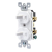 15 Amp, 120/277 Volt, Duplex Style Single-Pole / Single-Pole AC Combination Switch, Grounding, Brown