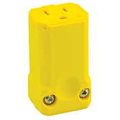 15 Amp, 125 Volt, Connector, Straight Blade, Industrial Grade, Grounding, Python, Yellow